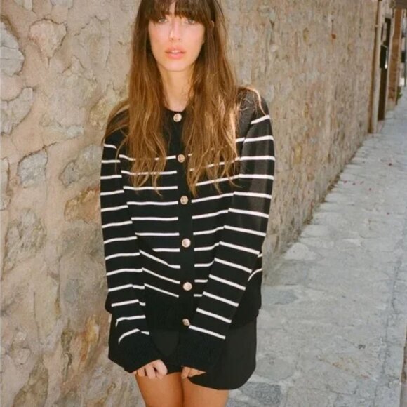 ZARA | Sailor-Striped Cardigan - Picture 2 of 11